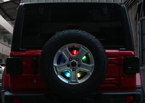HOZAN RGB ضوء الإطارات الاحتياطية الملونة LED ضوء العجلة الأحمر ضوء الفرامل الثالث أضواء خلفية متعددة الألوان مع وحدة تحكم عن بعد لاسلكية RF متوافقة مع JK JL ضوء حلقة الديكور الرائع in Kuwait