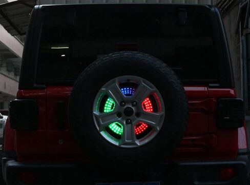 HOZAN RGB ضوء الإطارات الاحتياطية الملونة LED ضوء العجلة الأحمر ضوء الفرامل الثالث أضواء خلفية متعددة الألوان مع وحدة تحكم عن بعد لاسلكية RF متوافقة مع JK JL ضوء حلقة الديكور الرائع in Kuwait