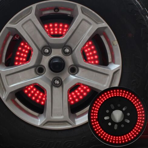 HOZAN RGB ضوء الإطارات الاحتياطية الملونة LED ضوء العجلة الأحمر ضوء الفرامل الثالث أضواء خلفية متعددة الألوان مع وحدة تحكم عن بعد لاسلكية RF متوافقة مع JK JL ضوء حلقة الديكور الرائع in Kuwait