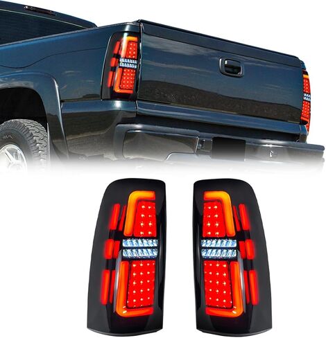 مجموعة مصابيح LED EOMD متوافقة مع 1999-2006 Chevy Silverado 1500 2500 &1999-2002 GMC Sierra 1500 2500 3500 المصباح الخلفي (عدسة سوداء/مدخنة) in Kuwait