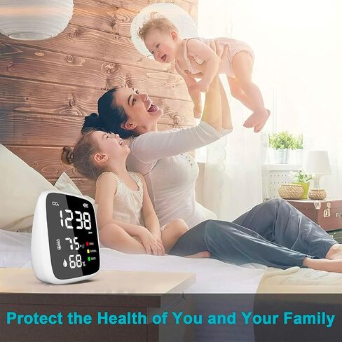 CO2 Detector with Air Quality Monitor sensor - Carbon dioxide detector with Indoor Thermometer for Home - Digital Higrometer for Indoor Humidity and Temperature (CO2 + Air Quality Monitor) in Saudi Arabia