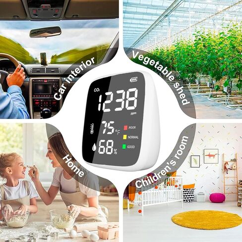 CO2 Detector with Air Quality Monitor sensor - Carbon dioxide detector with Indoor Thermometer for Home - Digital Higrometer for Indoor Humidity and Temperature (CO2 + Air Quality Monitor) in Saudi Arabia