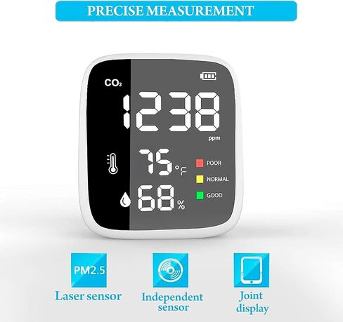 CO2 Detector with Air Quality Monitor sensor - Carbon dioxide detector with Indoor Thermometer for Home - Digital Higrometer for Indoor Humidity and Temperature (CO2 + Air Quality Monitor) in Saudi Arabia