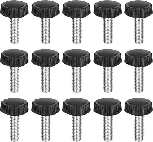 uxcell 25Pcs M4x30mm Threaded Knurled Thumb Screws, Zinc Plated Carbon Steel Clamping Knobs Grip Plastic Round Head Thumbscrews for Quick Remove Screws Clamping Screws, Black in Saudi Arabia