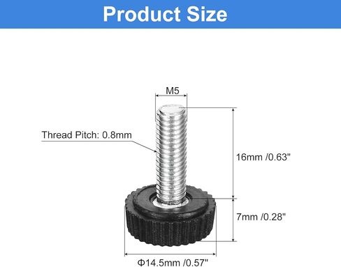 uxcell 25Pcs M4x30mm Threaded Knurled Thumb Screws, Zinc Plated Carbon Steel Clamping Knobs Grip Plastic Round Head Thumbscrews for Quick Remove Screws Clamping Screws, Black in Saudi Arabia