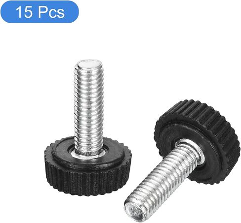uxcell 25Pcs M4x30mm Threaded Knurled Thumb Screws, Zinc Plated Carbon Steel Clamping Knobs Grip Plastic Round Head Thumbscrews for Quick Remove Screws Clamping Screws, Black in Saudi Arabia
