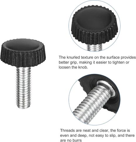 uxcell 25Pcs M4x30mm Threaded Knurled Thumb Screws, Zinc Plated Carbon Steel Clamping Knobs Grip Plastic Round Head Thumbscrews for Quick Remove Screws Clamping Screws, Black in Saudi Arabia