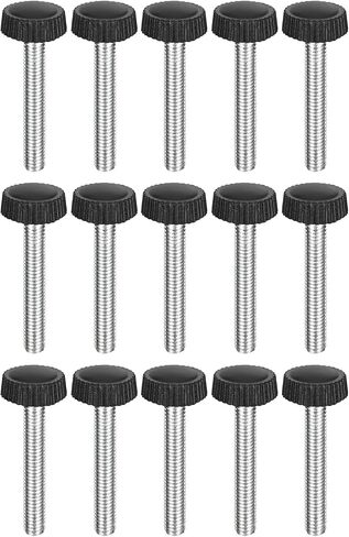 uxcell 25Pcs M4x30mm Threaded Knurled Thumb Screws, Zinc Plated Carbon Steel Clamping Knobs Grip Plastic Round Head Thumbscrews for Quick Remove Screws Clamping Screws, Black in Saudi Arabia