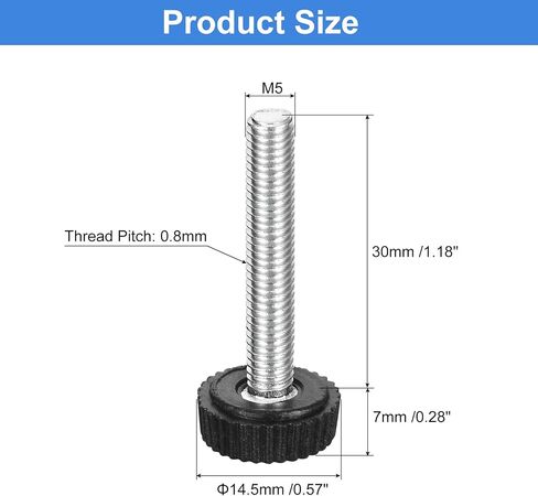 uxcell 25Pcs M4x30mm Threaded Knurled Thumb Screws, Zinc Plated Carbon Steel Clamping Knobs Grip Plastic Round Head Thumbscrews for Quick Remove Screws Clamping Screws, Black in Saudi Arabia