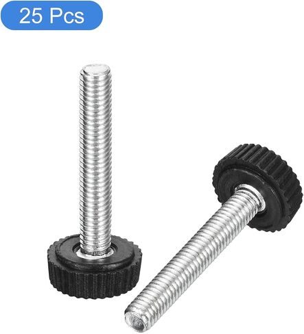 uxcell 25Pcs M4x30mm Threaded Knurled Thumb Screws, Zinc Plated Carbon Steel Clamping Knobs Grip Plastic Round Head Thumbscrews for Quick Remove Screws Clamping Screws, Black in Saudi Arabia