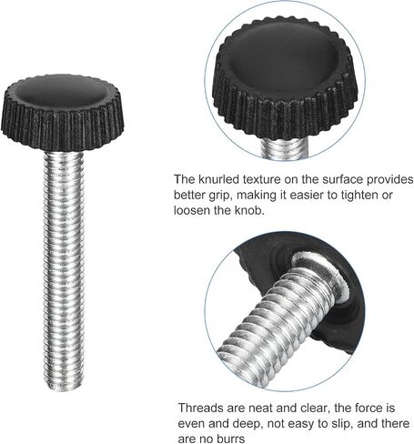 uxcell 25Pcs M4x30mm Threaded Knurled Thumb Screws, Zinc Plated Carbon Steel Clamping Knobs Grip Plastic Round Head Thumbscrews for Quick Remove Screws Clamping Screws, Black in Saudi Arabia