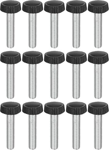 uxcell 25Pcs M4x30mm Threaded Knurled Thumb Screws, Zinc Plated Carbon Steel Clamping Knobs Grip Plastic Round Head Thumbscrews for Quick Remove Screws Clamping Screws, Black in Saudi Arabia