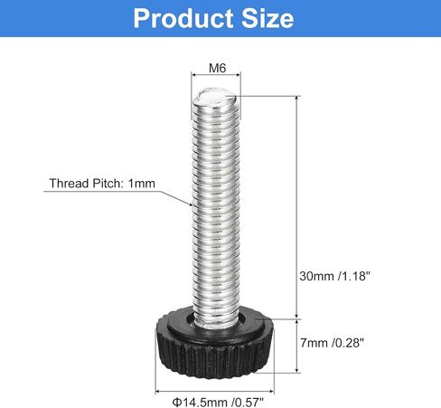 uxcell 25Pcs M4x30mm Threaded Knurled Thumb Screws, Zinc Plated Carbon Steel Clamping Knobs Grip Plastic Round Head Thumbscrews for Quick Remove Screws Clamping Screws, Black in Saudi Arabia