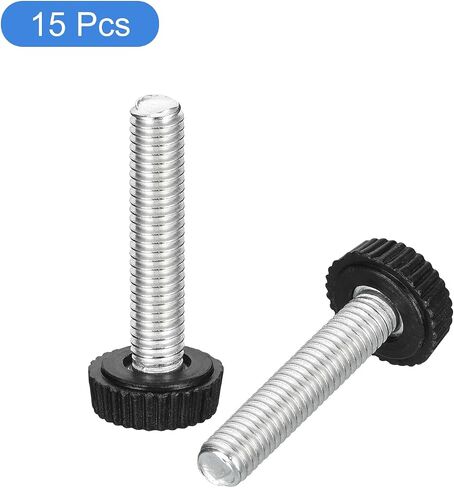 uxcell 25Pcs M4x30mm Threaded Knurled Thumb Screws, Zinc Plated Carbon Steel Clamping Knobs Grip Plastic Round Head Thumbscrews for Quick Remove Screws Clamping Screws, Black in Saudi Arabia