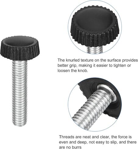 uxcell 25Pcs M4x30mm Threaded Knurled Thumb Screws, Zinc Plated Carbon Steel Clamping Knobs Grip Plastic Round Head Thumbscrews for Quick Remove Screws Clamping Screws, Black in Saudi Arabia
