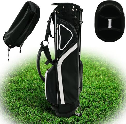 4 Way Divider Golf Carry Bag with Straps, Portable Golf Travel Bag, Golf Club Bag with Rain Hood, Golf Travel Case - Water-Repellent, Lightweight and Easy to Maneuver, Black in Saudi Arabia