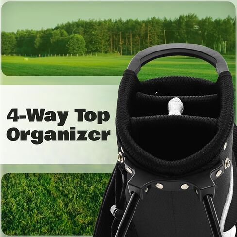 4 Way Divider Golf Carry Bag with Straps, Portable Golf Travel Bag, Golf Club Bag with Rain Hood, Golf Travel Case - Water-Repellent, Lightweight and Easy to Maneuver, Black in Saudi Arabia