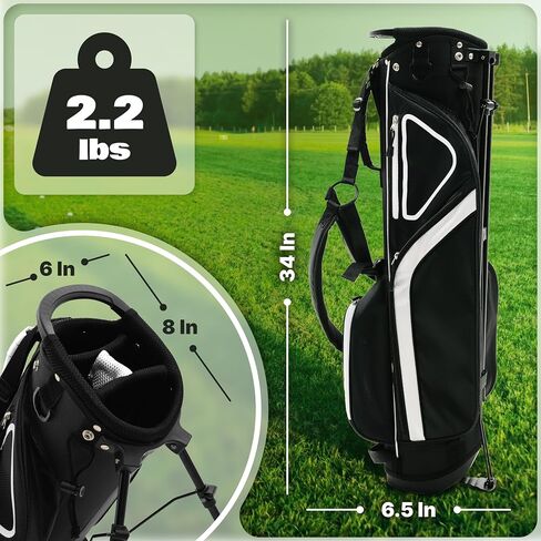 4 Way Divider Golf Carry Bag with Straps, Portable Golf Travel Bag, Golf Club Bag with Rain Hood, Golf Travel Case - Water-Repellent, Lightweight and Easy to Maneuver, Black in Saudi Arabia