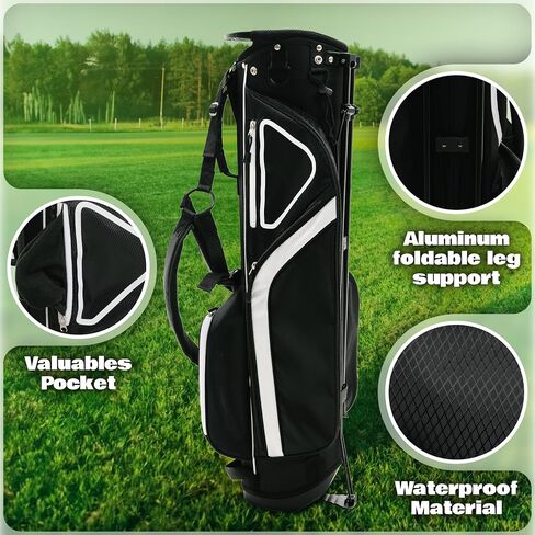 4 Way Divider Golf Carry Bag with Straps, Portable Golf Travel Bag, Golf Club Bag with Rain Hood, Golf Travel Case - Water-Repellent, Lightweight and Easy to Maneuver, Black in Saudi Arabia