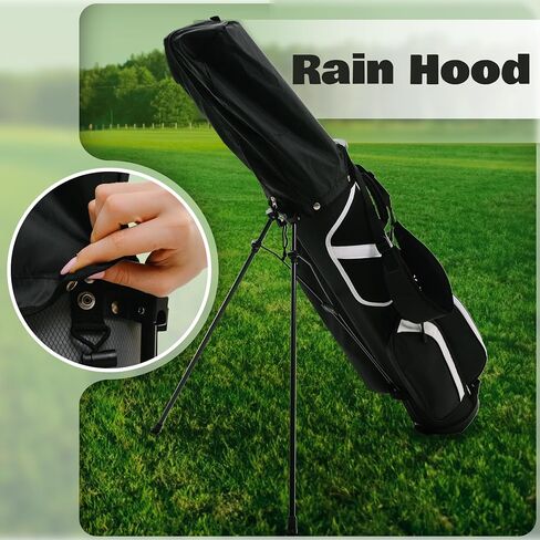 4 Way Divider Golf Carry Bag with Straps, Portable Golf Travel Bag, Golf Club Bag with Rain Hood, Golf Travel Case - Water-Repellent, Lightweight and Easy to Maneuver, Black in Saudi Arabia