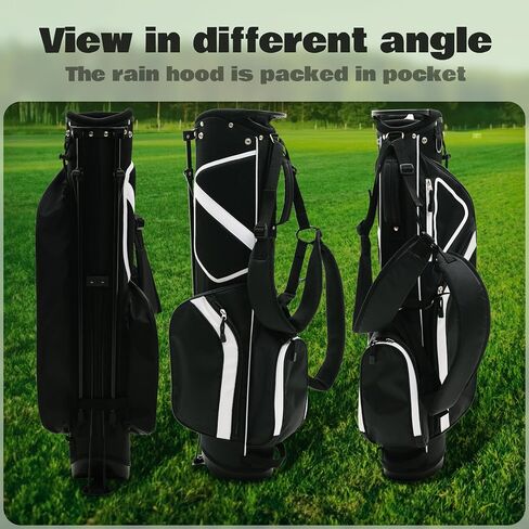 4 Way Divider Golf Carry Bag with Straps, Portable Golf Travel Bag, Golf Club Bag with Rain Hood, Golf Travel Case - Water-Repellent, Lightweight and Easy to Maneuver, Black in Saudi Arabia