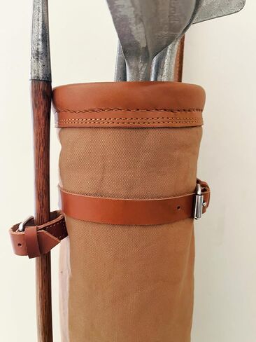 Geoffrey | Vintage TAN Canvas I Black Canvas I with TAN Leather Golf Club Carrying Bag with 2 Pockets | Retro - Bag only in Saudi Arabia