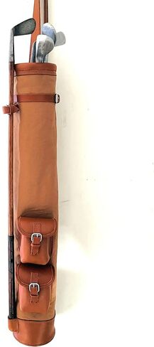 Geoffrey | Vintage TAN Canvas I Black Canvas I with TAN Leather Golf Club Carrying Bag with 2 Pockets | Retro - Bag only in Saudi Arabia