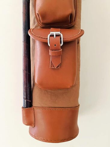 Geoffrey | Vintage TAN Canvas I Black Canvas I with TAN Leather Golf Club Carrying Bag with 2 Pockets | Retro - Bag only in Saudi Arabia
