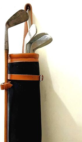 Geoffrey | Vintage TAN Canvas I Black Canvas I with TAN Leather Golf Club Carrying Bag with 2 Pockets | Retro - Bag only in Kuwait