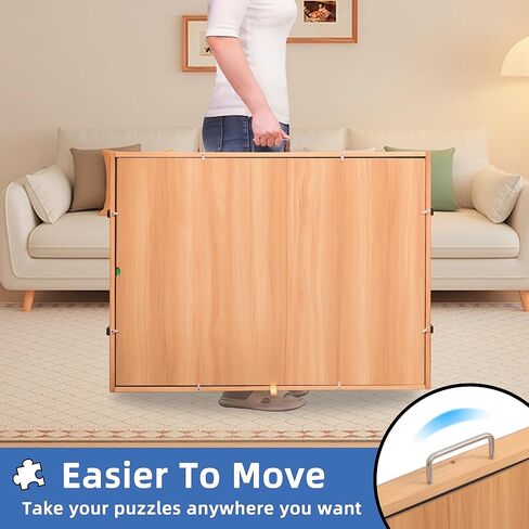 1500 Piece Puzzle Table with Legs, 35''x26'' Adjustable Puzzle Tables for Adults and Children | 3-Tilting-Angle Portable Wooden Jigsaw Puzzle Board with 4 Drawers & Cover for Gift in Saudi Arabia