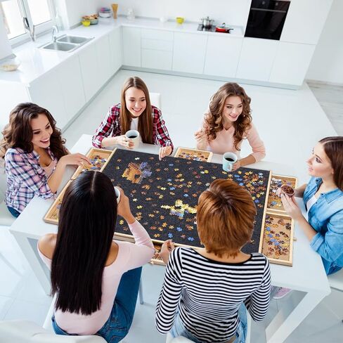 1500 Piece Puzzle Board,Wooden Jigsaw Puzzle Board with Drawers 35"X 27"Portable Puzzle Table Rotating Puzzle Table with Covers and Lazy Susan|Felt Cushion Felt Surface for Adults and Kids in Saudi Arabia