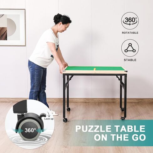 Puzzle Table 1500 Piece, 3-Angle Adjustable Jigsaw Puzzle Table with Drawers, Portable Puzzle Table with White Legs & Cover, Folding Puzzle Table on Wheels for Adults, for Puzzle Lovers in Saudi Arabia