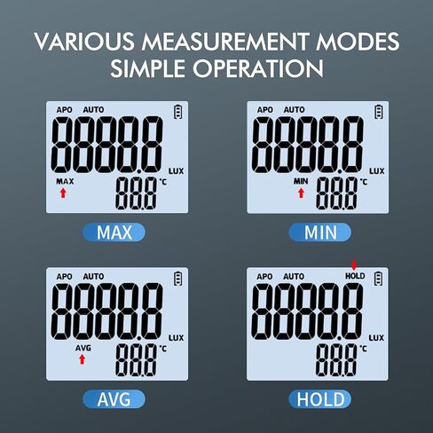 مقياس الإضاءة الرقمي مع إزالة 360 درجة احترافية، جهاز قياس درجة الحرارة المحيطة المحمول باليد، نطاق يصل إلى 200,000 لوكس، أخذ عينات Luxmeter لفصول مترو أنفاق المختبر in Kuwait