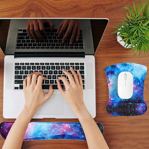 RICHEN Mouse Pad and Keyboard Wrist Rest, 3-in-1 Computer Mousepad and Coaster Set, Non-Slip Keyboard Wrist Rest and Mouse Pad Set Ergonomic Design (Gradient Brown) in Kuwait