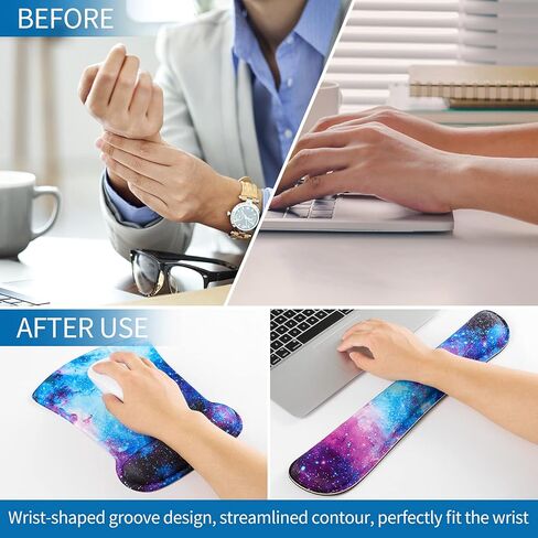 RICHEN Mouse Pad and Keyboard Wrist Rest, 3-in-1 Computer Mousepad and Coaster Set, Non-Slip Keyboard Wrist Rest and Mouse Pad Set Ergonomic Design (Gradient Brown) in Kuwait