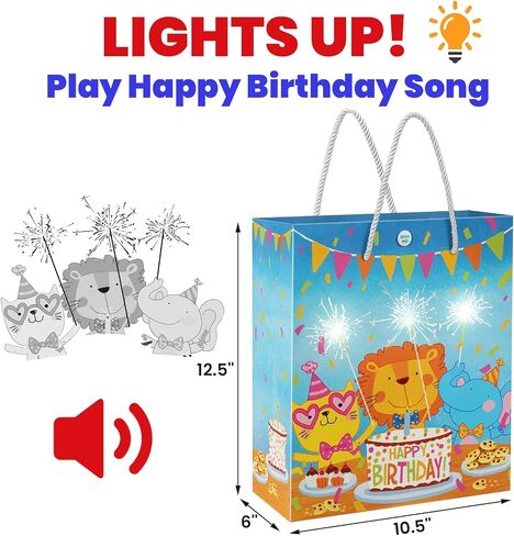 MAGICAL BAG LIGHTS & SOUND' Fireworks & Cheering' Birthday Gift Bags - Favor Bags, Music Bags for Wife, Husband, Him, Her, Women, Men & More, Birthday Bags Large Size in Saudi Arabia