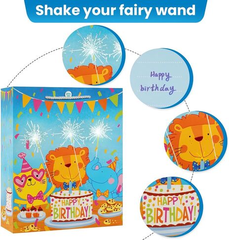MAGICAL BAG LIGHTS & SOUND' Fireworks & Cheering' Birthday Gift Bags - Favor Bags, Music Bags for Wife, Husband, Him, Her, Women, Men & More, Birthday Bags Large Size in Saudi Arabia