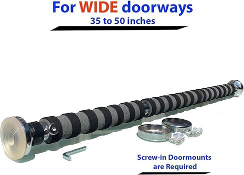 شريط سحب Garren Fitness Maximiza Plus - شريط سحب واسع للمدخل/شريط Chinup مع 3 مجموعات من حوامل الأبواب اللولبية - فقط للأبواب التي يزيد عرضها عن 35 بوصة (عرض قابل للتعديل من 35 إلى 50 بوصة) in Kuwait