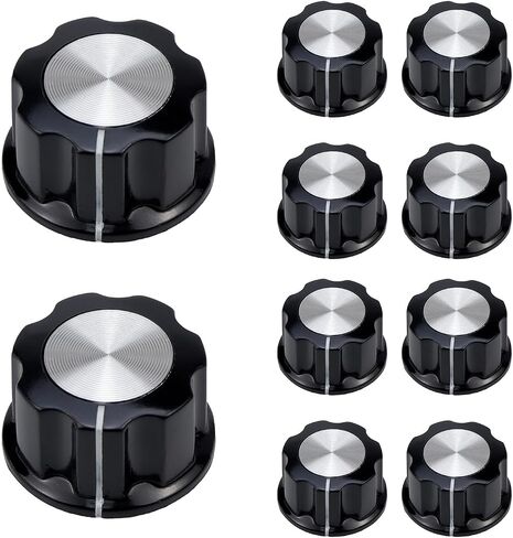 Woogim 10PCS Potentiometer Control Knob Silver Tone for Potentiometers A03-6.4mm Bakelite Knob Black 20 x 12mm (D * H) in Saudi Arabia