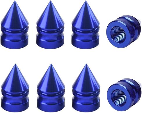 Car Tire Valve Caps, 8 Pack Spike Aluminium Alloy Auto Air Pressure Stem Caps, Universal Dust-Proof Car Tire Valve Trim Accessories, Fit for Cars, Trucks, SUVs and Motorcycles (Black) in Saudi Arabia