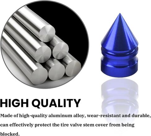 Car Tire Valve Caps, 8 Pack Spike Aluminium Alloy Auto Air Pressure Stem Caps, Universal Dust-Proof Car Tire Valve Trim Accessories, Fit for Cars, Trucks, SUVs and Motorcycles (Black) in Saudi Arabia