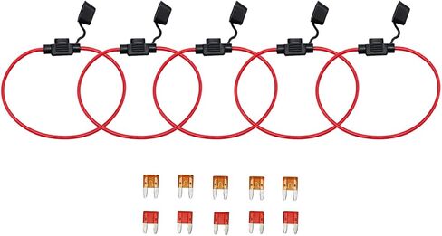 KOLACEN Automotive Car Truck in-line 18 Gauge Fuse Holder for Regular Standard Blade Type Fuse 5 Pieces + 10 Pieces Standard Blade Fuse 5Apm 10Amp in Saudi Arabia