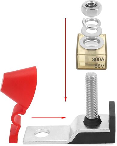 QWORK 300A 58V Terminal Mount Fuse Block Kit with Stainless Steel Studs - Waterproof Cap - Thermoplastic PPS High Temp Resistant - for New Energy Vehicles, RVs, Boats, and Industrial Applications in Saudi Arabia