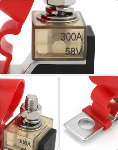 QWORK 300A 58V Terminal Mount Fuse Block Kit with Stainless Steel Studs - Waterproof Cap - Thermoplastic PPS High Temp Resistant - for New Energy Vehicles, RVs, Boats, and Industrial Applications in Saudi Arabia