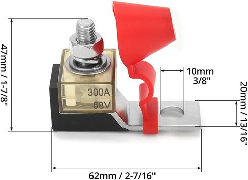 QWORK 300A 58V Terminal Mount Fuse Block Kit with Stainless Steel Studs - Waterproof Cap - Thermoplastic PPS High Temp Resistant - for New Energy Vehicles, RVs, Boats, and Industrial Applications in Saudi Arabia
