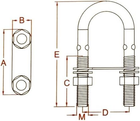 الفولاذ المقاوم للصدأ الأمريكي 316 UBolt M8 (5/16 بوصة) بمقدار 80 مم من الدرجة البحرية in Kuwait