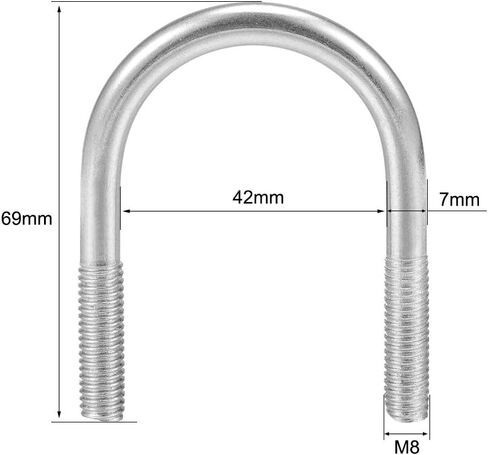 Uxcell U-Bolts 4pcs 2.4 "(61mm) العرض الداخلي 81mm الطول M6 304 الفولاذ المقاوم للصدأ U-Bolt السحابة لـ 60mm Pipe Dia in Saudi Arabia