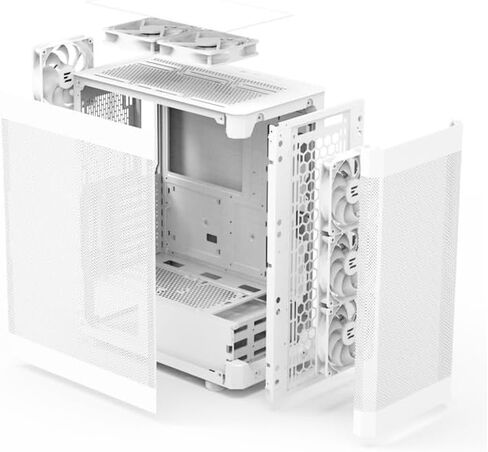 حافظة كمبيوتر الألعاب Zalman i4 Airflow - تصميم شبكي كامل - مراوح 6 × 120 مم مثبتة مسبقًا - حقيبة كمبيوتر متوسطة البرج - حامل وحدة معالجة الرسومات عموديًا ودعم الرادياتير 360 مم، أسود in Kuwait