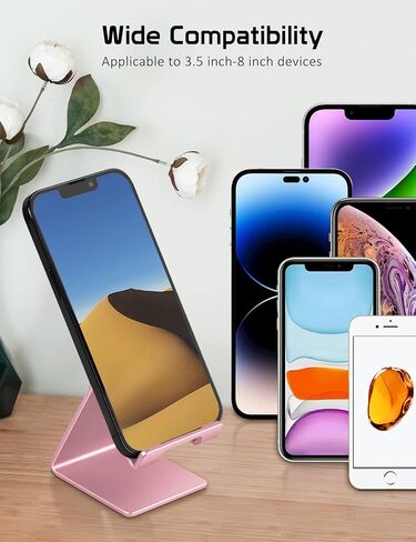 Phone Stand, Aluminum Phone Holder for iPhone 15 14 13 12 11 X 8 7 6 Plus 5, Tablet, Samsung, Huawei, Suitable for All Smartphones, Adding a Touch of Style to Your Office Decor. (Black) in Saudi Arabia
