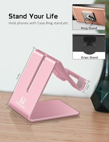 Phone Stand, Aluminum Phone Holder for iPhone 15 14 13 12 11 X 8 7 6 Plus 5, Tablet, Samsung, Huawei, Suitable for All Smartphones, Adding a Touch of Style to Your Office Decor. (Black) in Saudi Arabia